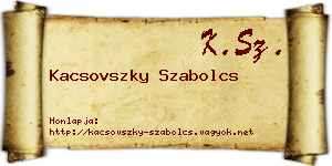 Kacsovszky Szabolcs névjegykártya